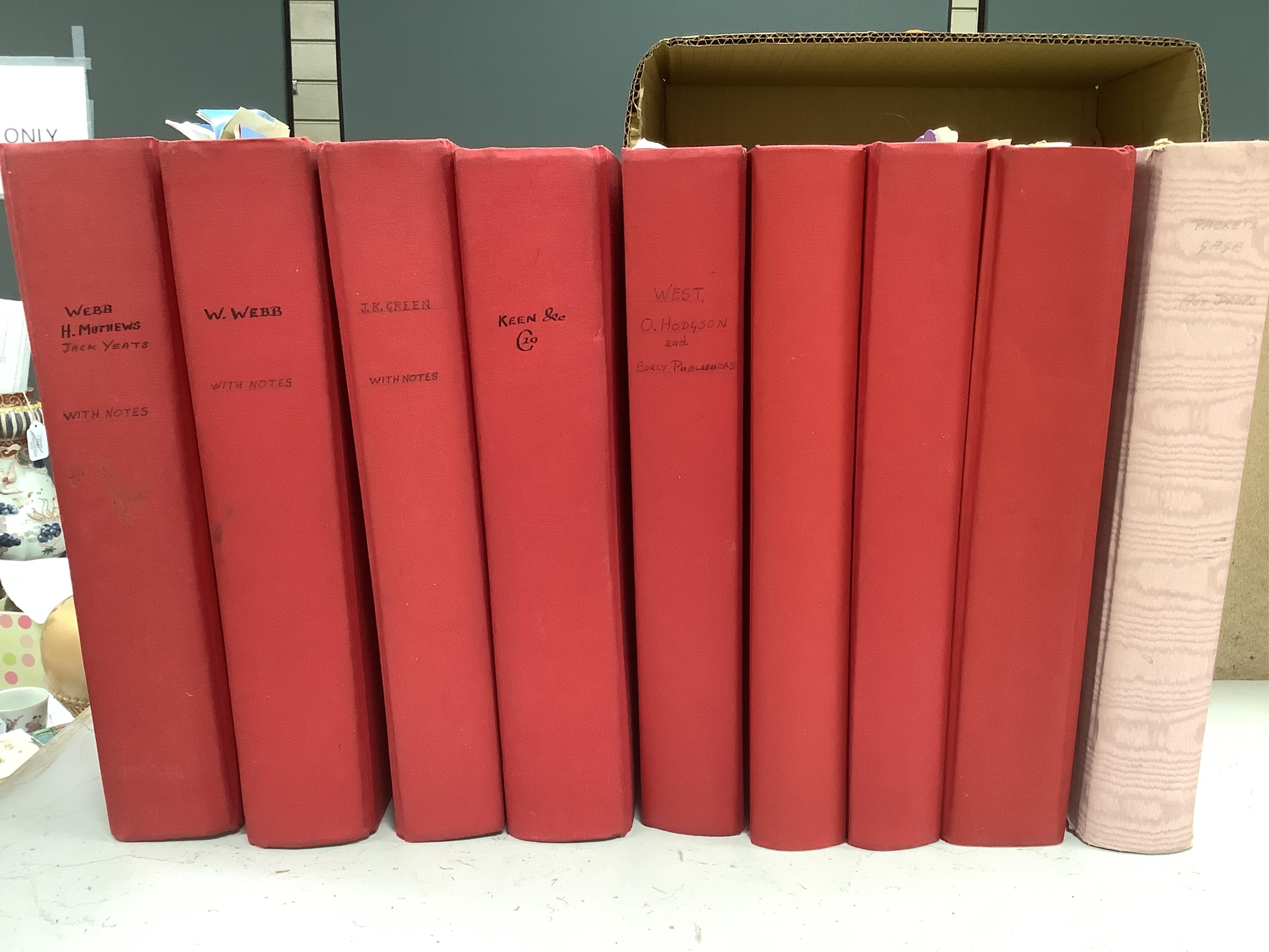 Juvenile dramas, toy theatre archive, including Webb, H. Matthews, Jack Yeats, W. Webb, J. K. Green, Keen and co-, West, O. Hodgson, Packets Gage, hand coloured large scenes, characters, scenes portraits etc. pasted in n